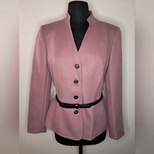 Tahari ASL Women's Belted Pink Twill Jacket Blazer